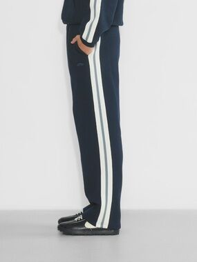 Aritzia Cozy Fleece Mega Straight Sweatpant in Admiral with White Stripe Detail